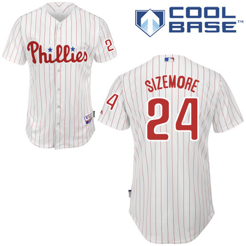 Grady Sizemore #24 MLB Jersey-Philadelphia Phillies Men's Authentic Home White Cool Base Baseball Jersey